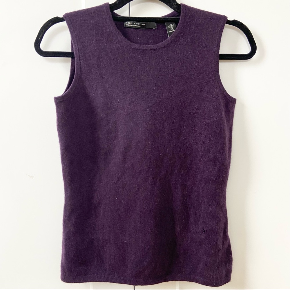 NWT Lord & Taylor Purple Cashmere Tank - Picture 3 of 6